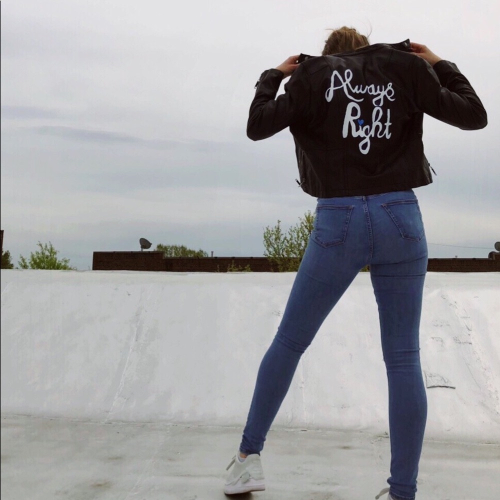 Hand-Painted Leather Moto Jacket